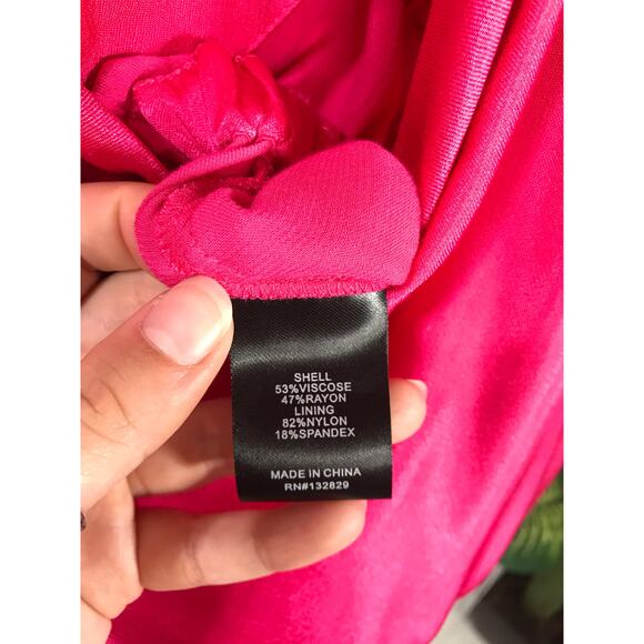 Revolve NBD Maelle Silky Tie Shoulder Shorts Romper Hot Pink M - Picture 7 of 10